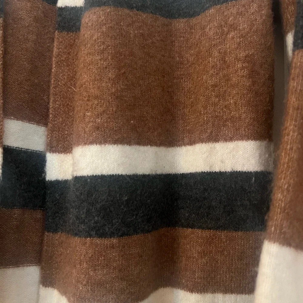 LOFT Striped Brown and Cream Long Cardigan - Picture 2 of 3